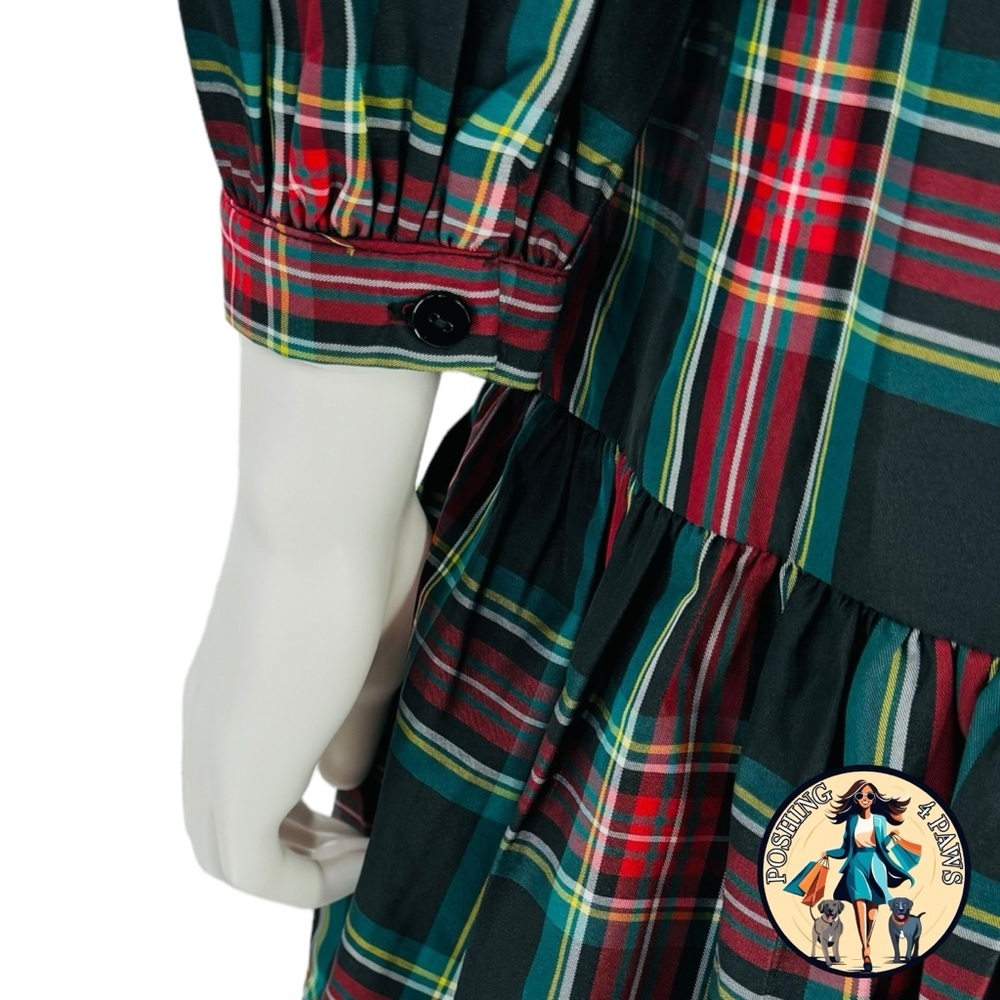 Tuckernuck Palmerston Tartan Plaid Drop Waist Long Sleeve Mini Dress Size Medium - Picture 13 of 15